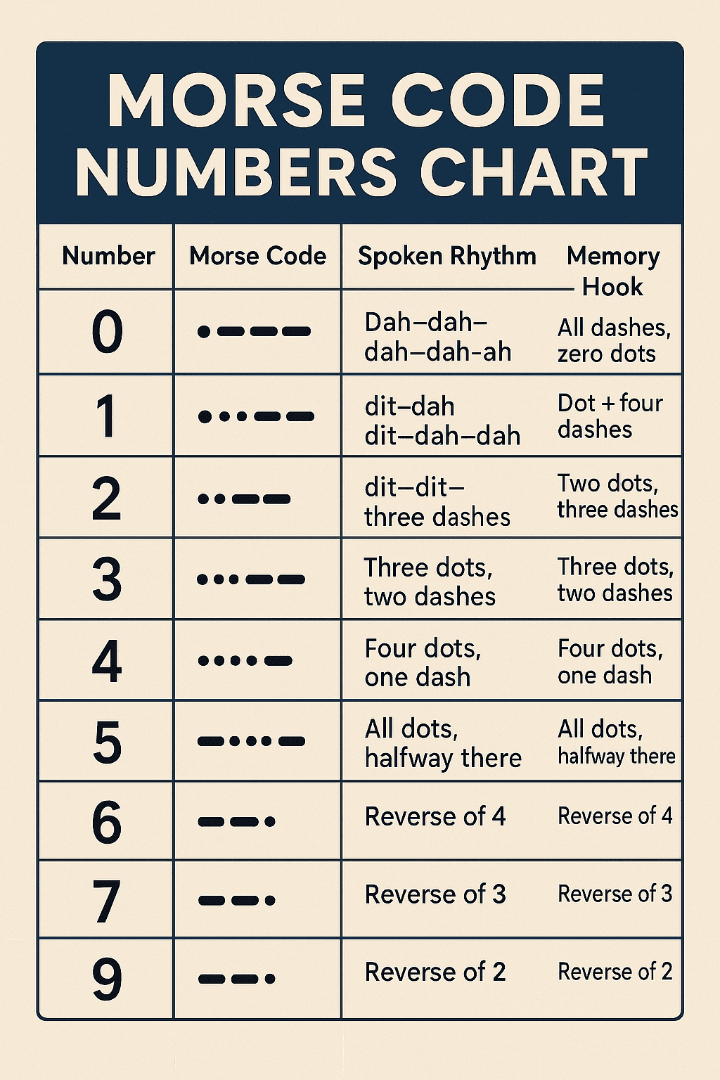 Morse Code Numbers Chart: How to Encode & Decode 0‑9